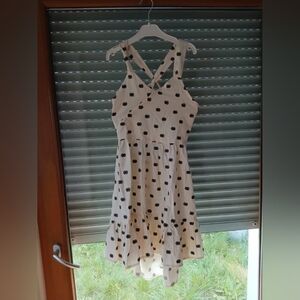 White Polka Dot Mini Dress with Cross Back Straps